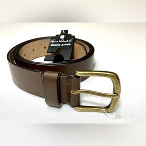 MENS GENUINE REAL LEATHER BELT BUCKLE JEANS TROUSERS SHORTS BROWN